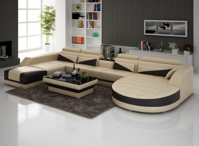 XXL Wohnlandschaft U Form Ecksofa Sofa Couch Polster Garnitur Leder Neu